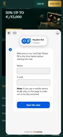 Royalen Casino support